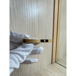 Dunhill Elegant Gold Tone Striped Tie Clip‎ Bar for Men's Fashion Accessory